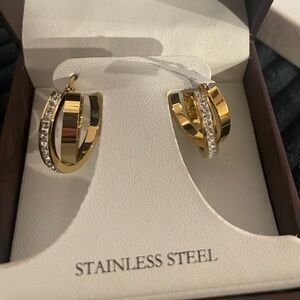 Jenni Gold and Silver Crystal Hoop Earrings